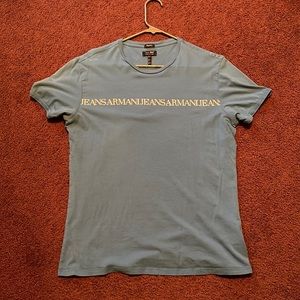 Mens Armani Jeans T-shirt Blue Regular Fit Large L